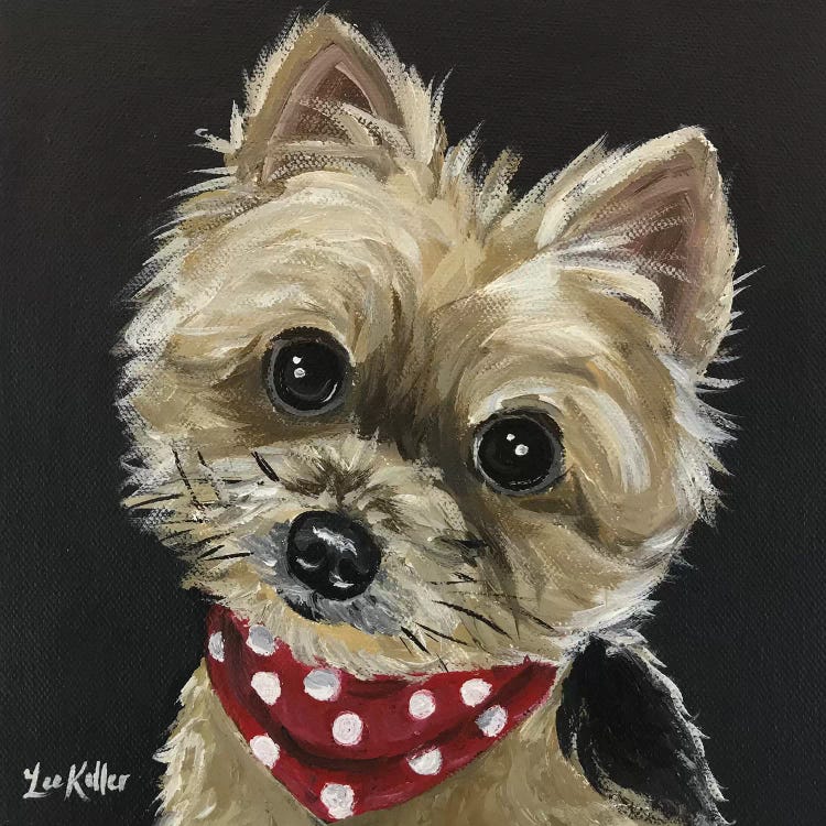 Yorkie Wearing Red Bandana by Hippie Hound Studios wall art