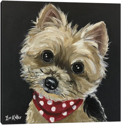 Yorkie Wearing Red Bandana Canvas Art Print - Terriers