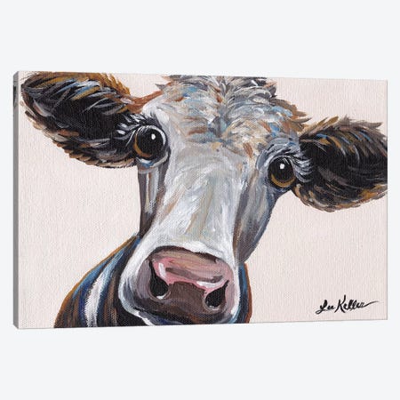 Cora The Cow On Neutral Canvas Print #HHS134} by Hippie Hound Studios Canvas Print