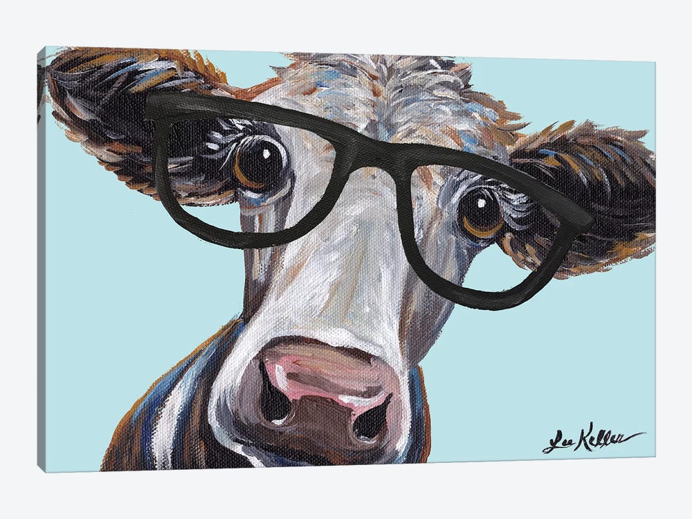 Cora The Cow With Glasses by Hippie Hound Studios 1-piece Canvas Wall Art