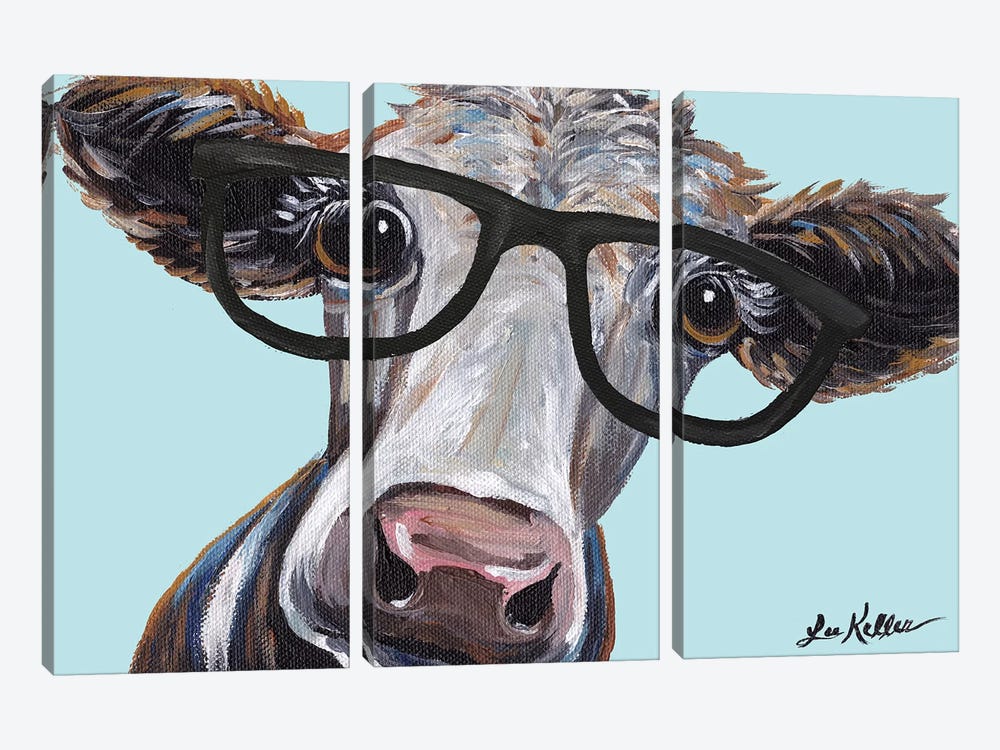 Cora The Cow With Glasses by Hippie Hound Studios 3-piece Canvas Artwork