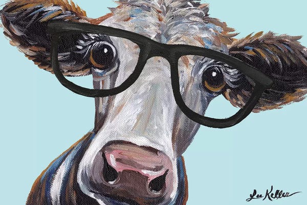 Humor: Cora The Cow With Glasses by Hippie Hound Studios
