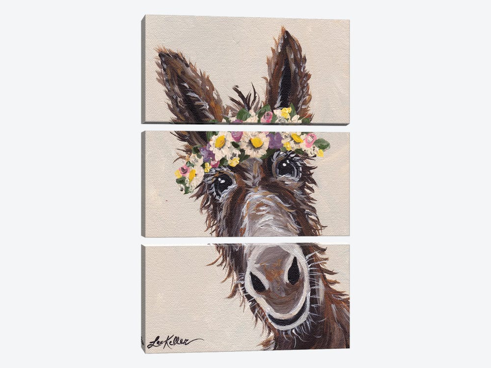 Donkey With Flower Crown by Hippie Hound Studios 3-piece Canvas Wall Art