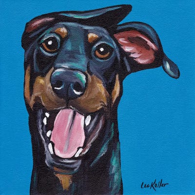 Fun Doberman by Hippie Hound Studios framed canvas print