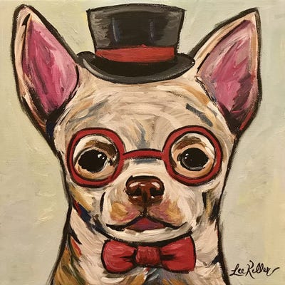Chihuahua With Glasses by Hippie Hound Studios metal wall art