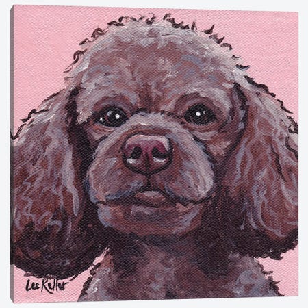 Maggie The Poodle On Pink Canvas Print #HHS141} by Hippie Hound Studios Canvas Art Print