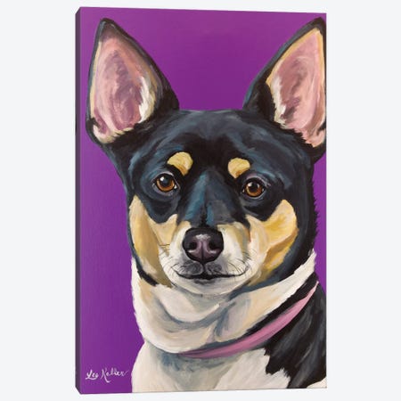 Rat Terrier On Purple Canvas Print #HHS146} by Hippie Hound Studios Canvas Art