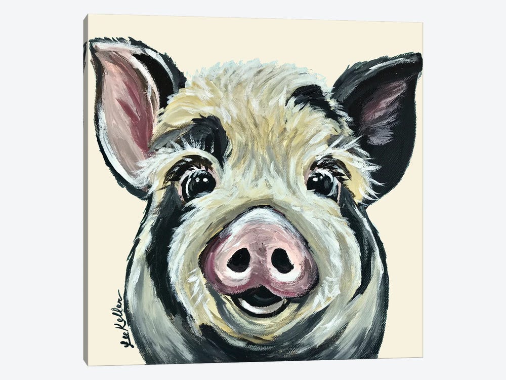 Sarge The Pig On Cream by Hippie Hound Studios 1-piece Canvas Art Print