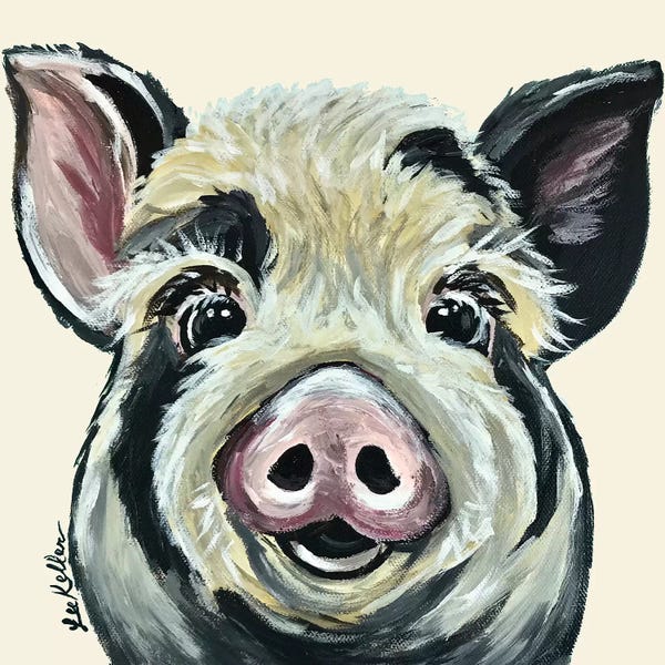 Hippie Hound Studios: Sarge The Pig On Cream by Hippie Hound Studios