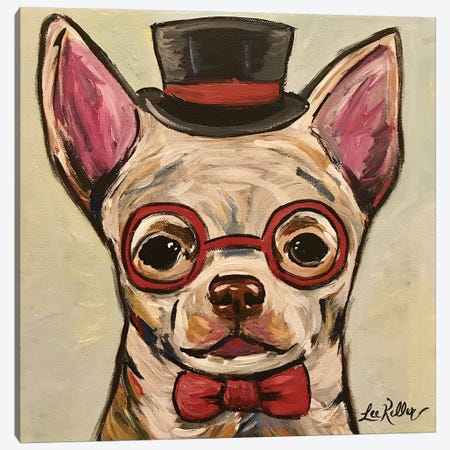 Chihuahua With Glasses Canvas Print #HHS14} by Hippie Hound Studios Canvas Wall Art