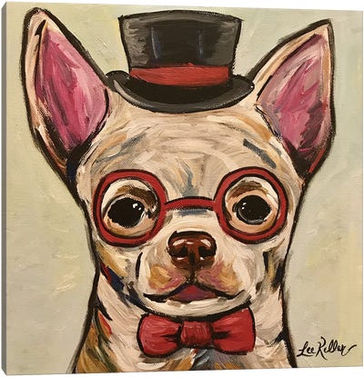 Chihuahua With Glasses Canvas Art Print - Chihuahua Art