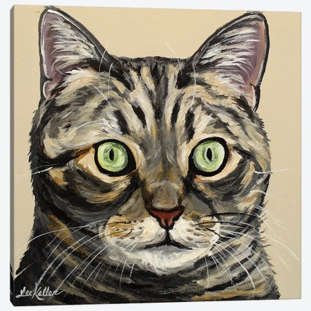 Tabby Cat Tan Canvas Print #HHS167} by Hippie Hound Studios Canvas Wall Art