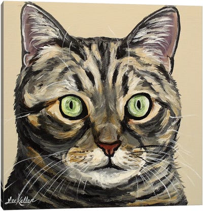 Tabby Cat Tan Canvas Art Print - Tabby Cat Art