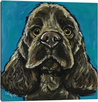 Cocker Spaniel On Teal Canvas Art Print - Best Selling Dog Art