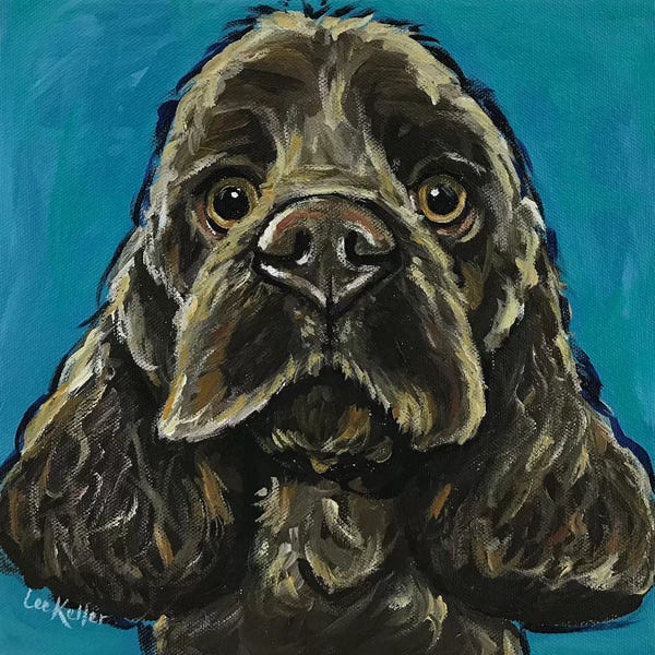 Hippie Hound Studios: Cocker Spaniel On Teal by Hippie Hound Studios