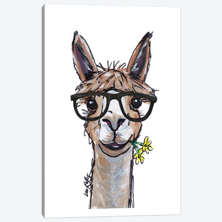 Alpaca - Lycoming Glasses Canvas Print #HHS172} by Hippie Hound Studios Canvas Wall Art