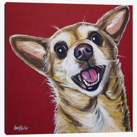 Chihuahua - Happy Canvas Print #HHS182} by Hippie Hound Studios Art Print