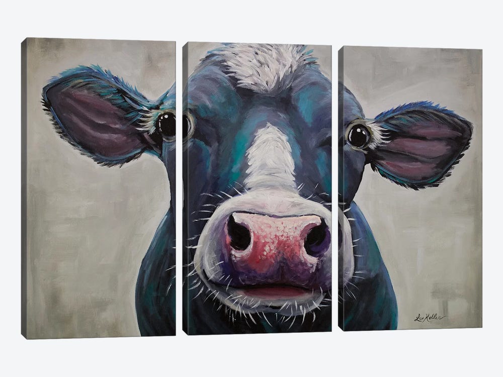 Cow - Clara Belle by Hippie Hound Studios 3-piece Canvas Art Print