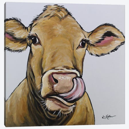 Cow - Daisy Canvas Print #HHS186} by Hippie Hound Studios Canvas Artwork