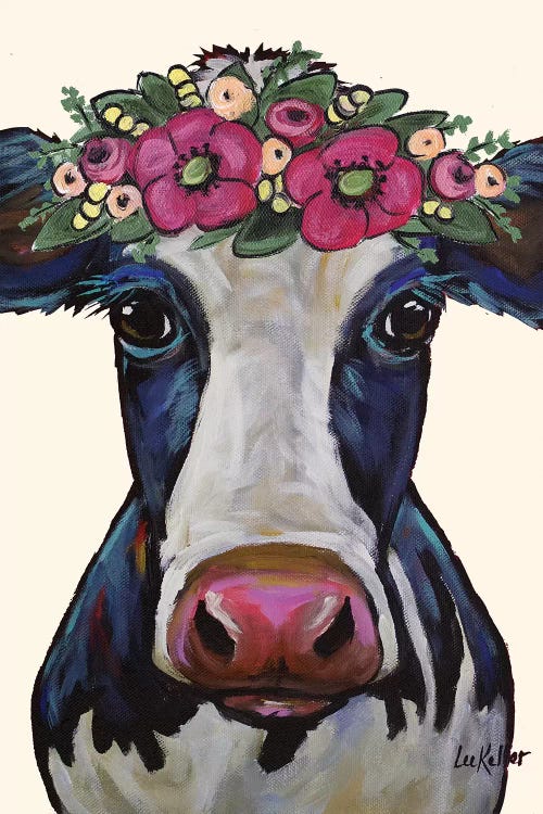 Cow - Georgia Flower Crown by Hippie Hound Studios wall art