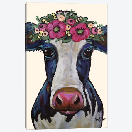 Cow - Georgia Flower Crown Canvas Print #HHS188} by Hippie Hound Studios Art Print