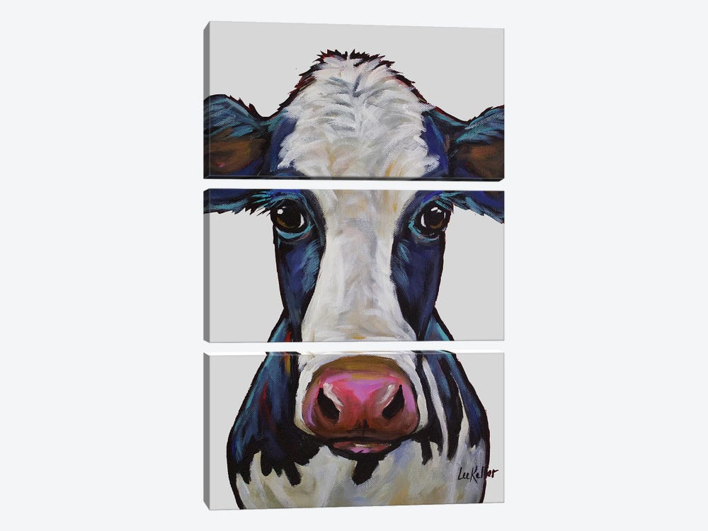 Cow - Georgia Gray by Hippie Hound Studios 3-piece Canvas Art Print