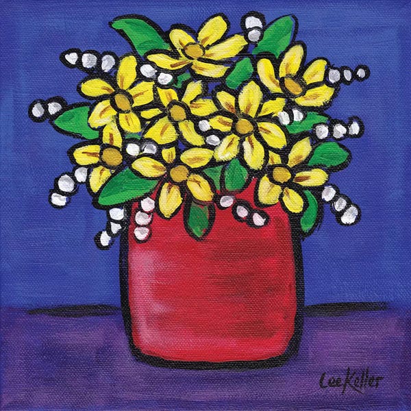 Hippie Hound Studios: Flower In Pot Navy II by Hippie Hound Studios