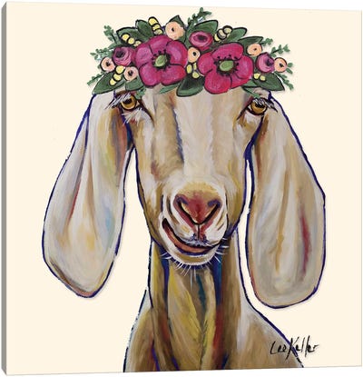 Goat - Margot Flowers Canvas Art Print - Hippie Hound Studios