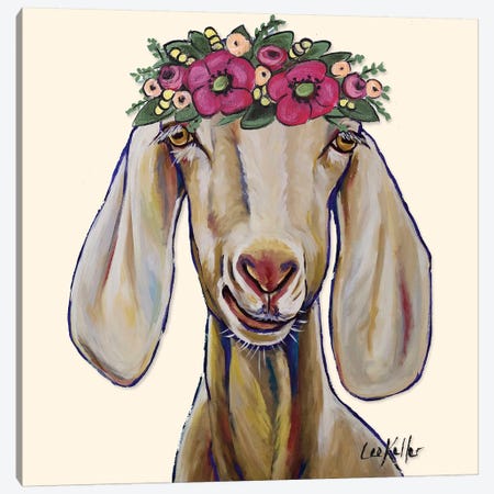 Goat - Margot Flowers Canvas Print #HHS198} by Hippie Hound Studios Canvas Artwork