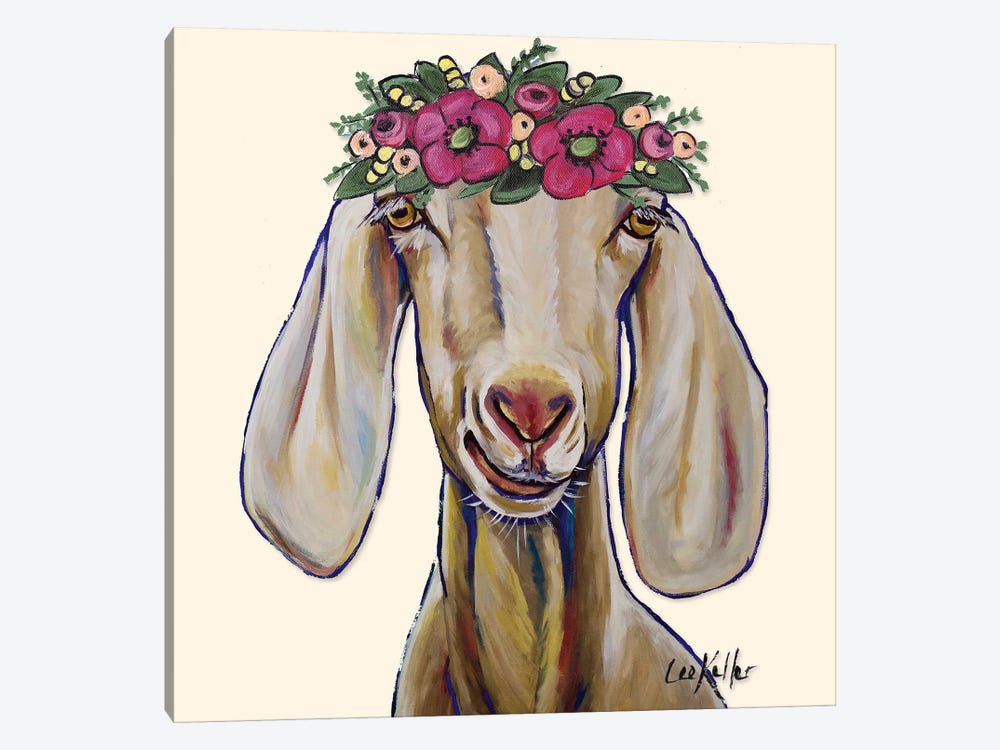 Goat - Margot Flowers by Hippie Hound Studios 1-piece Art Print