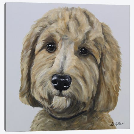 Goldendoodle On Gray Canvas Print #HHS201} by Hippie Hound Studios Canvas Artwork
