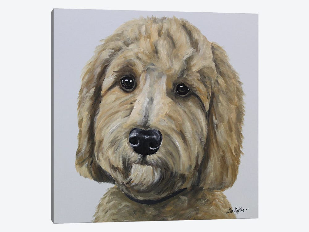 Goldendoodle On Gray by Hippie Hound Studios 1-piece Canvas Print