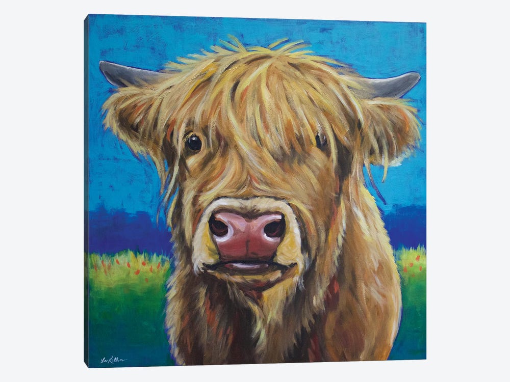 Highland Cow Background by Hippie Hound Studios 1-piece Canvas Artwork