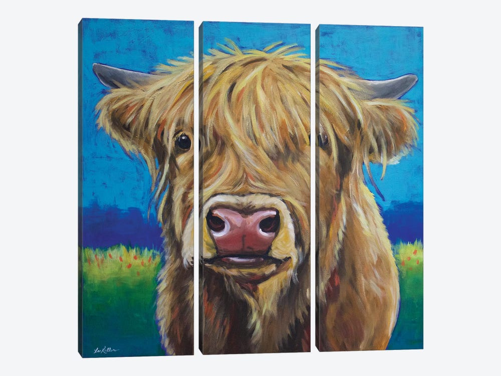Highland Cow Background by Hippie Hound Studios 3-piece Canvas Wall Art