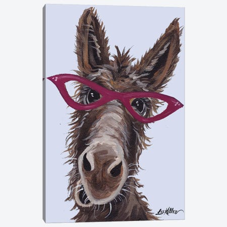 Donkey With Glasses On Gray Canvas Print #HHS20} by Hippie Hound Studios Canvas Wall Art