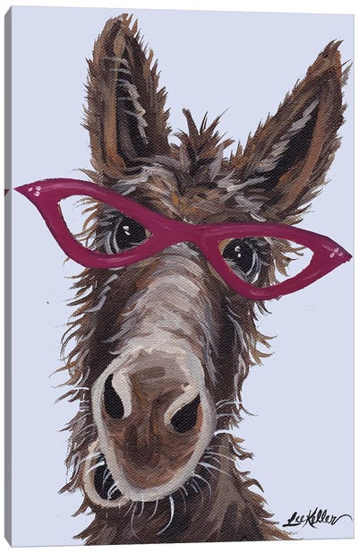 Donkey With Glasses On Gray Canvas Art Print - Donkey Art