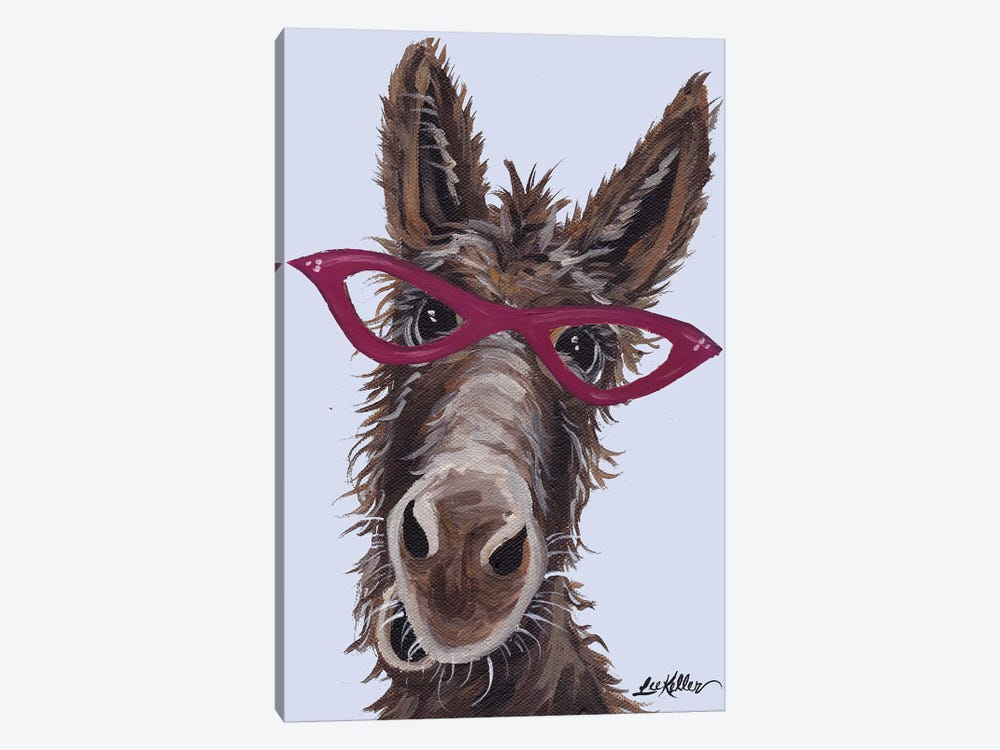Donkey With Glasses On Gray by Hippie Hound Studios 1-piece Canvas Artwork