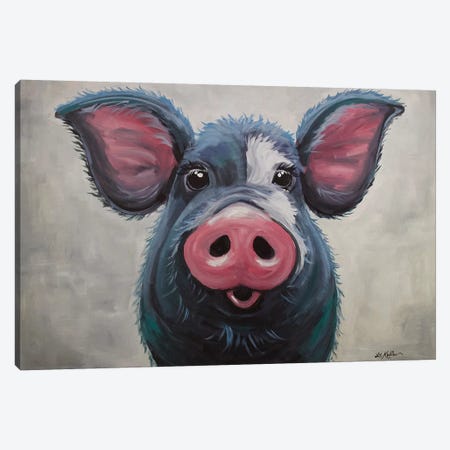 Pig - Lulu Canvas Print #HHS211} by Hippie Hound Studios Canvas Print