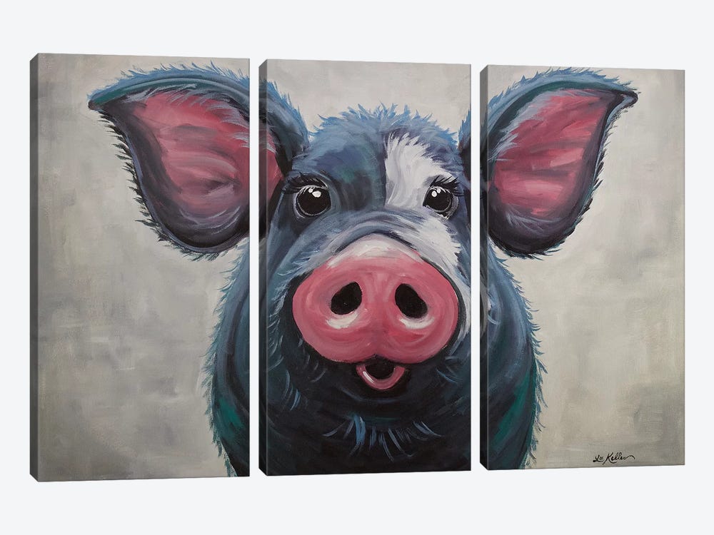 Pig - Lulu by Hippie Hound Studios 3-piece Canvas Wall Art