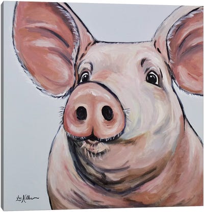 Pig - Mildred Canvas Art Print - Hippie Hound Studios