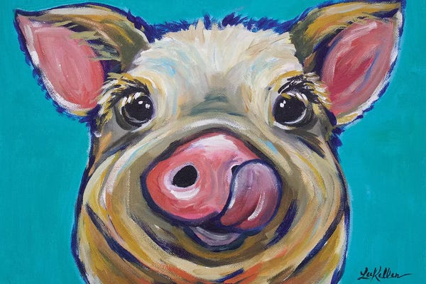 Pigs: Pig - Turquoise Tongue by Hippie Hound Studios