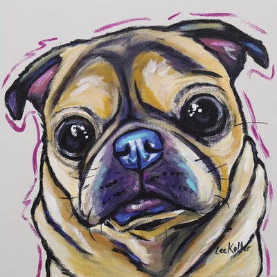 Pug - Josie Colorful by Hippie Hound Studios metal wall art