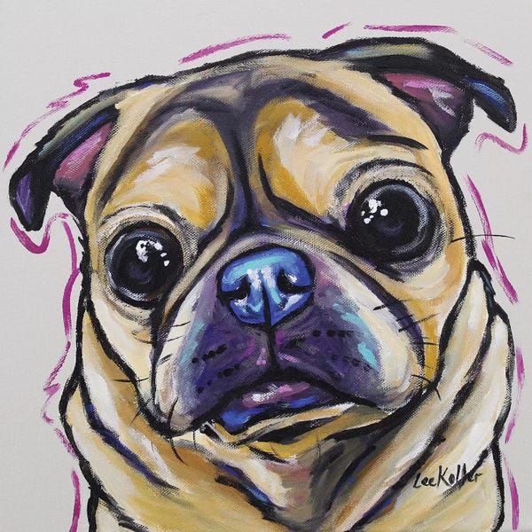 Hippie Hound Studios: Pug - Josie Colorful by Hippie Hound Studios