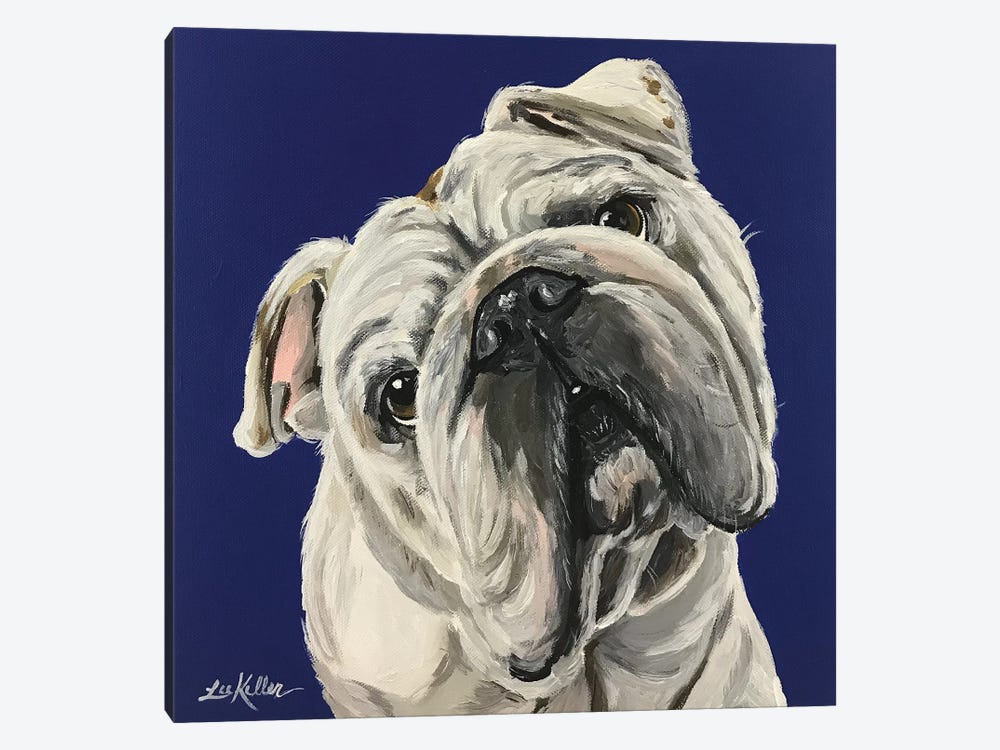 English Bulldog On Blue by Hippie Hound Studios 1-piece Canvas Print