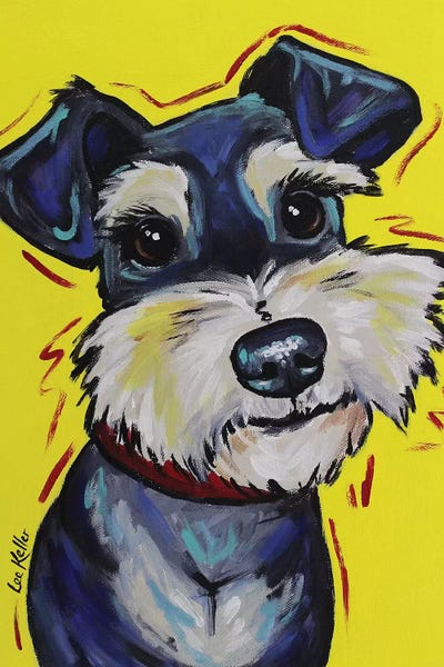 Hippie Hound Studios: Schnauzer On Yellow - Mr Foozootie by Hippie Hound Studios