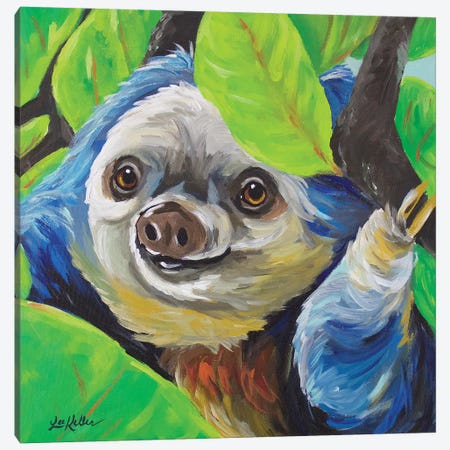 Sloth - Speedy Canvas Print #HHS225} by Hippie Hound Studios Art Print