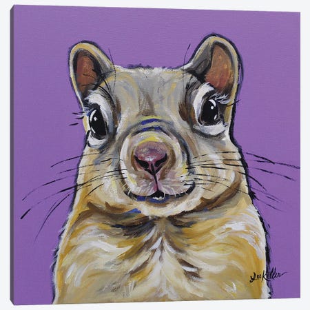 Squirrel Painting On Lavendar Canvas Print #HHS226} by Hippie Hound Studios Canvas Print