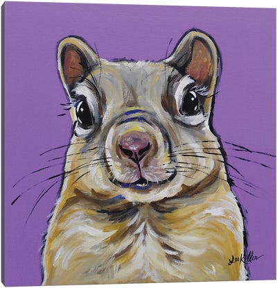 Squirrel Painting On Lavendar Canvas Art Print - Squirrel Art