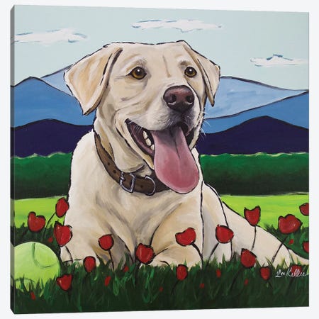 Yellow Lab 'Happy Place' Canvas Print #HHS231} by Hippie Hound Studios Canvas Art Print