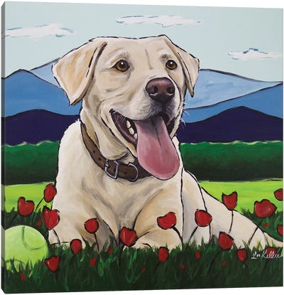 Yellow Lab 'Happy Place' Canvas Art Print - Labrador Retriever Art